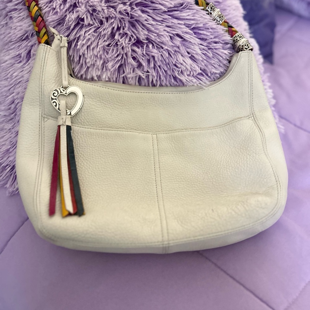 Brighton Barbados Hobo Bag Purse Handbag Cream white Leather Bag